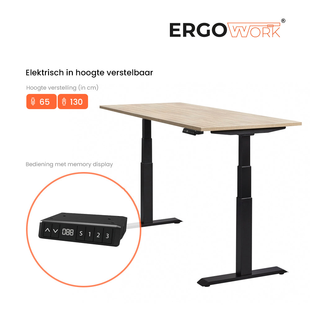 Ergowork Sta-zit bureau elektrisch 120 x 80 Basic