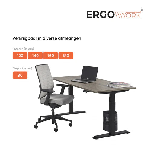 Ergowork Sta-zit bureau elektrisch 160 x 80