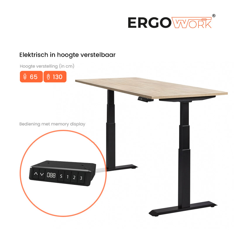 Ergowork Sta-zit bureau elektrisch 160 x 80