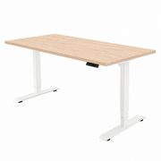 Høj Pro zit sta bureau met blad lindberg eiken en wit frame