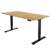 Høj Pro zit sta bureau met blad natuur eiken en zwart frame